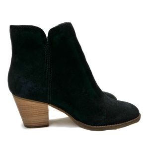 Frye & Co. Ankle Boot Black Suede Allister Block Heel Bootie Zip Tassel Size 8.5